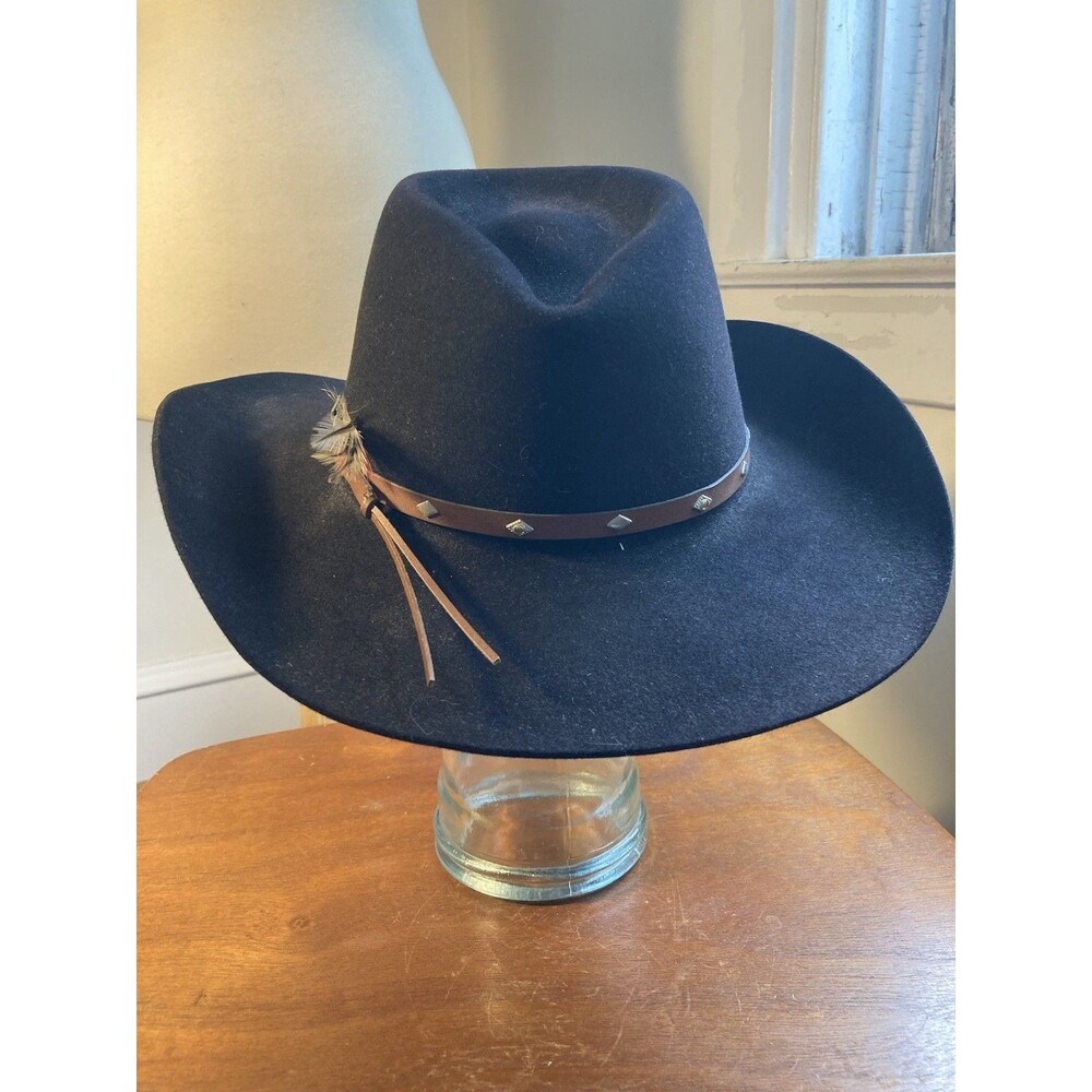 Akubra Fur Felt Black Western Cowboy Hat Sz 56-7 The Boss 1096 Sz 7.25 Australia